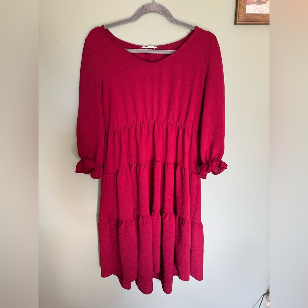 REB IN J. red tiered dress